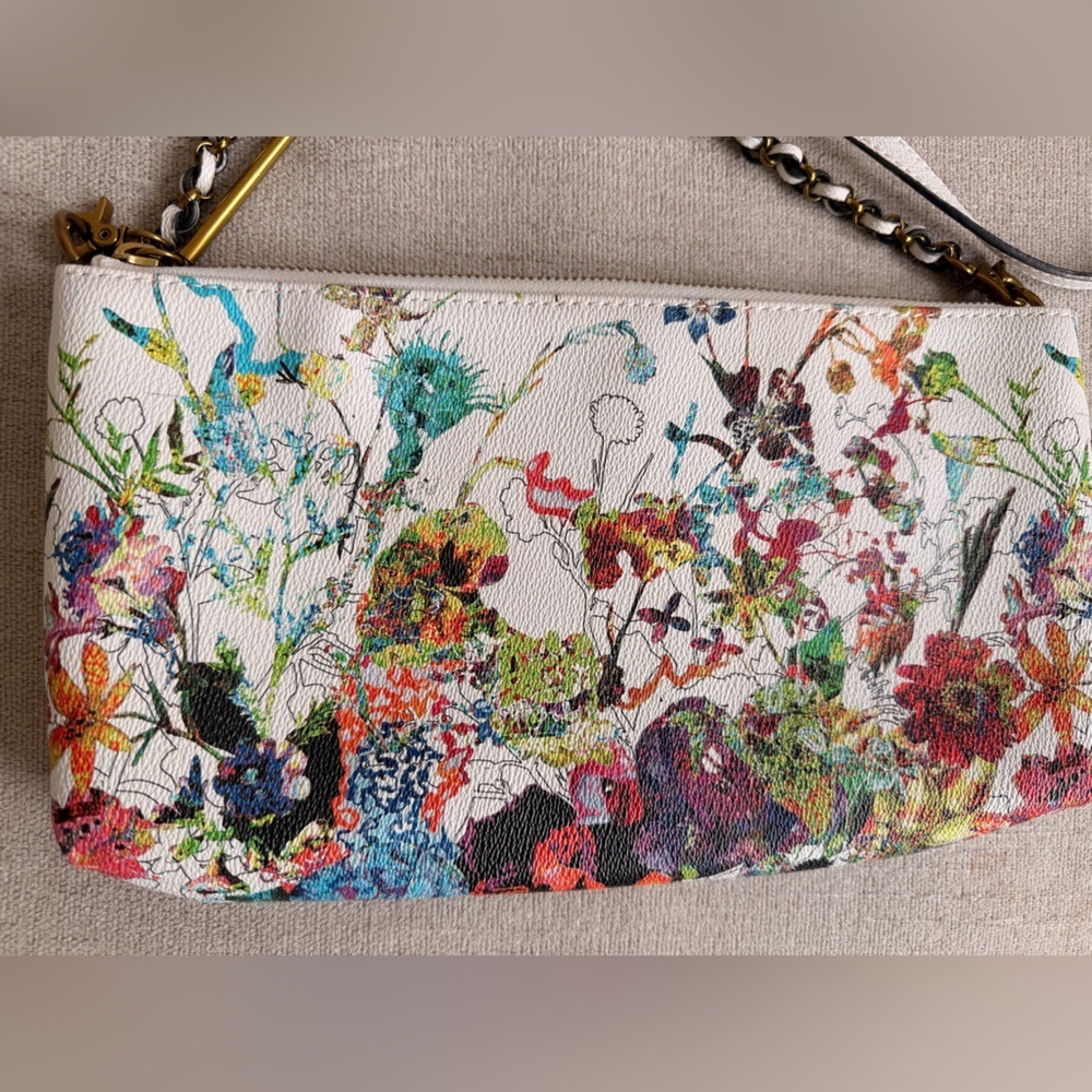 Elliott Lucca White Floral Multicolor Chain Strap Crossbody - Picture 2 of 5